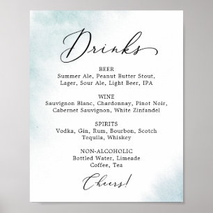 Affiche Lavage à l'aquarelle Panneau de menu de boissons