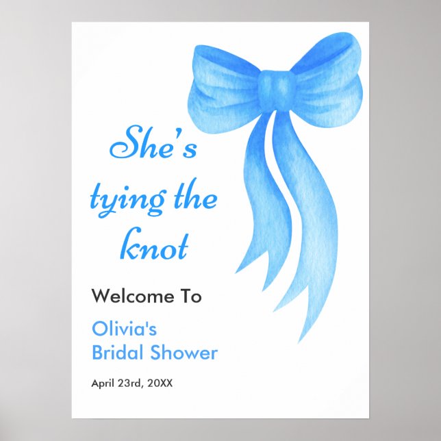 Affiche Lavage Bleu Elle Noue le Nœud Réception de Mariage (Devant)