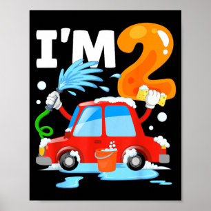 Affiche Lavage de voiture 2 Enfants de deux ans Fête d'ann