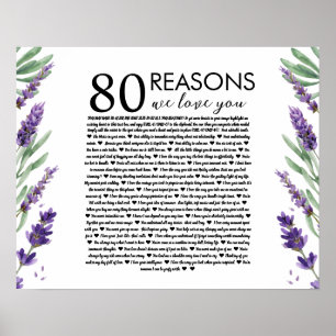 Affiche lavande 80 raisons nous vous aimons grand-mère ann