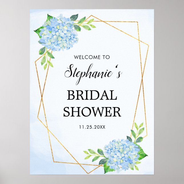 Affiche Lavande Hydrangea Géométrique Baby Shower de Maria (Devant)