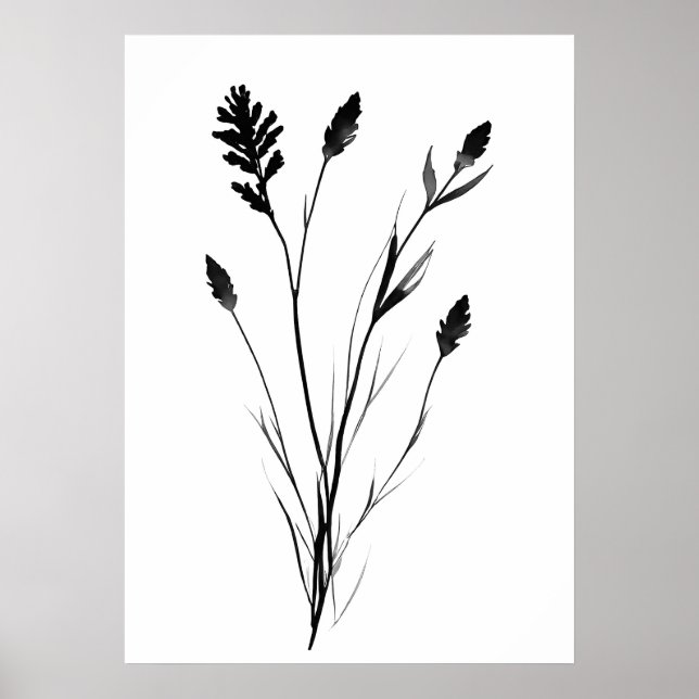 Affiche Lavande noir et blanc monfleur art (Devant)