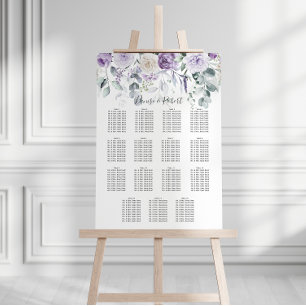 Affiche Lavande Peonies violettes Roses blanches Plan de s