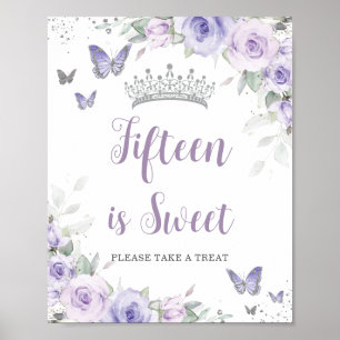 Affiche Lavande Purple Floral Quinceañera Treat Favoriser