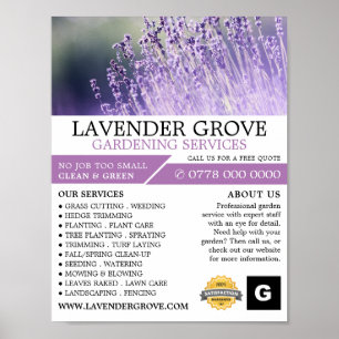 Affiche Lavande violette, Service de jardinage, Horticulte