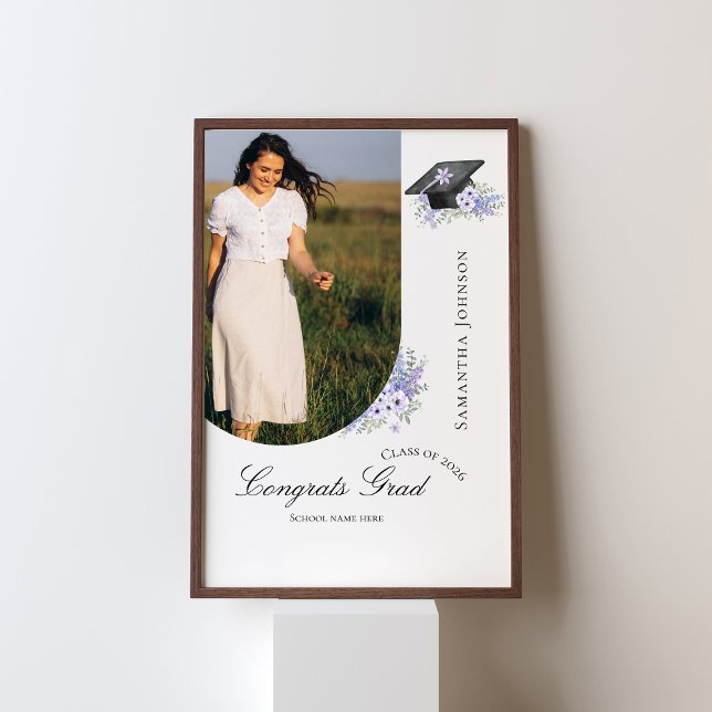 Affiche  Lavander Purple Floral Graduation welcome  sign (Créateur téléchargé)