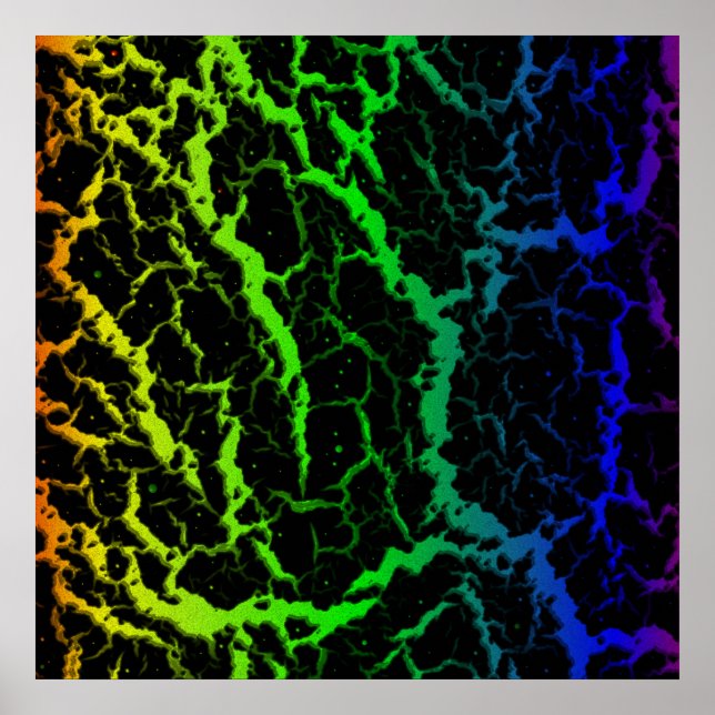 Affiche Lave de l'espace fissuré - Arc-en-ciel OYGBP (Devant)