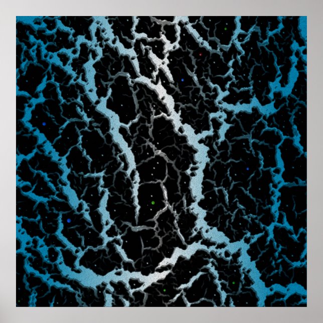 Affiche Lave de l'espace fissuré - Blanc/bleu ciel (Devant)