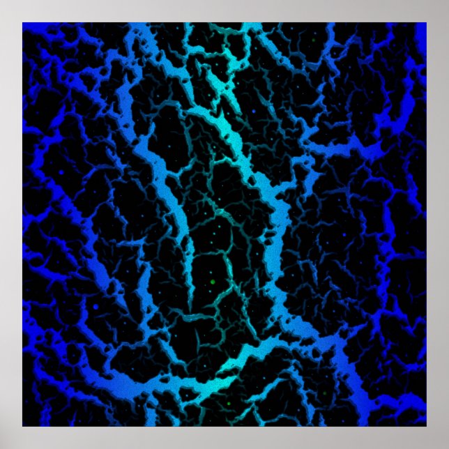 Affiche Lave de l'espace fissuré - Bleu/Cyan (Devant)
