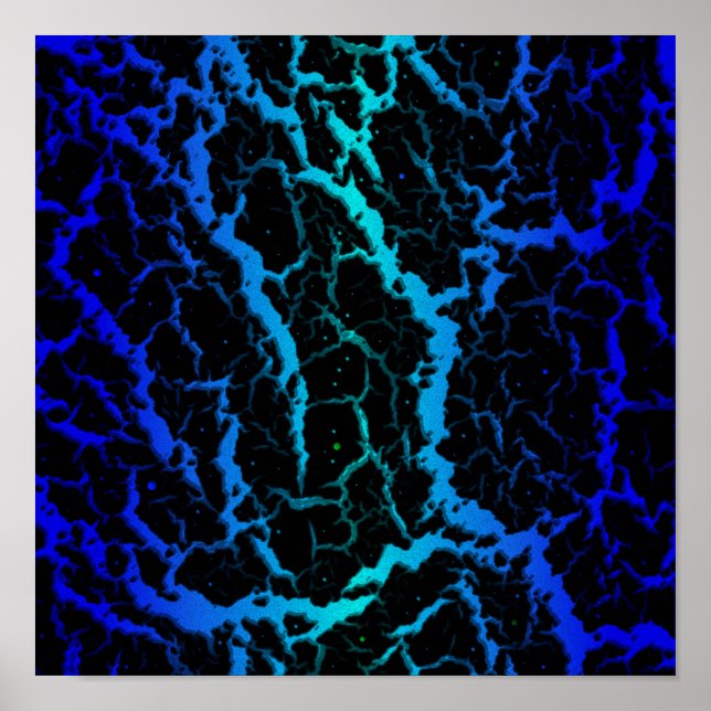 Affiche Lave de l'espace fissuré - Bleu/Cyan (Devant)