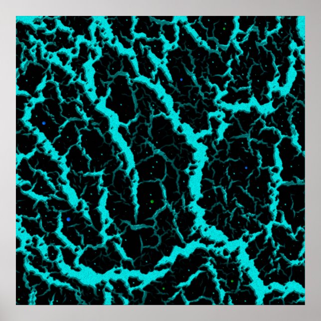Affiche Lave de l'espace fissuré - Cyan (Devant)