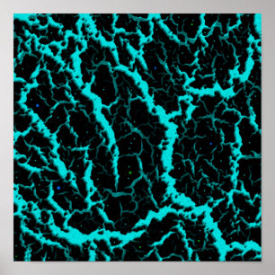 Affiche Lave de l'espace fissuré - Cyan