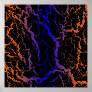 Affiche Lave de l'espace fissuré - Orange/Bleu
