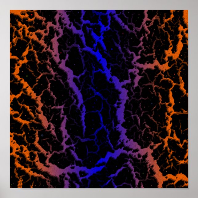Affiche Lave de l'espace fissuré - Orange/Bleu (Devant)