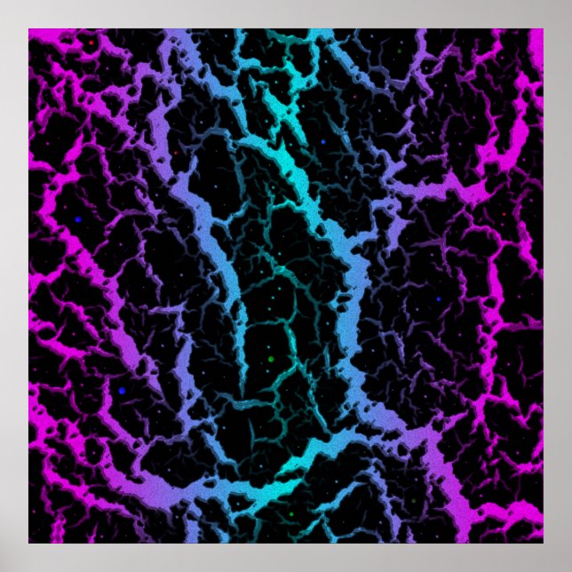 Affiche Lave de l'espace fissuré - rose/cyan (Devant)