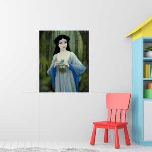 Affiche Lave-encre illustration de la belle femme à Woods