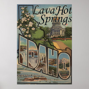 Affiche Lave Hot Springs, Idaho - grandes scènes de lettre