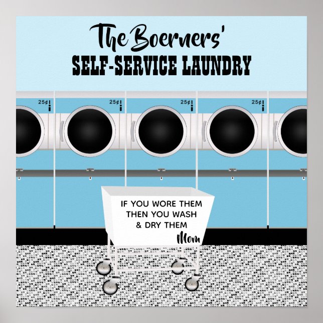 Affiche Lave-Linge En Libre-Service Rétro Ils Font Le Trav (Devant)