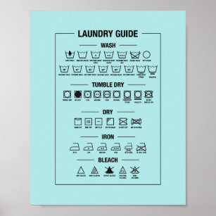 Affiche Lave-linge imprimé, guide de lavage
