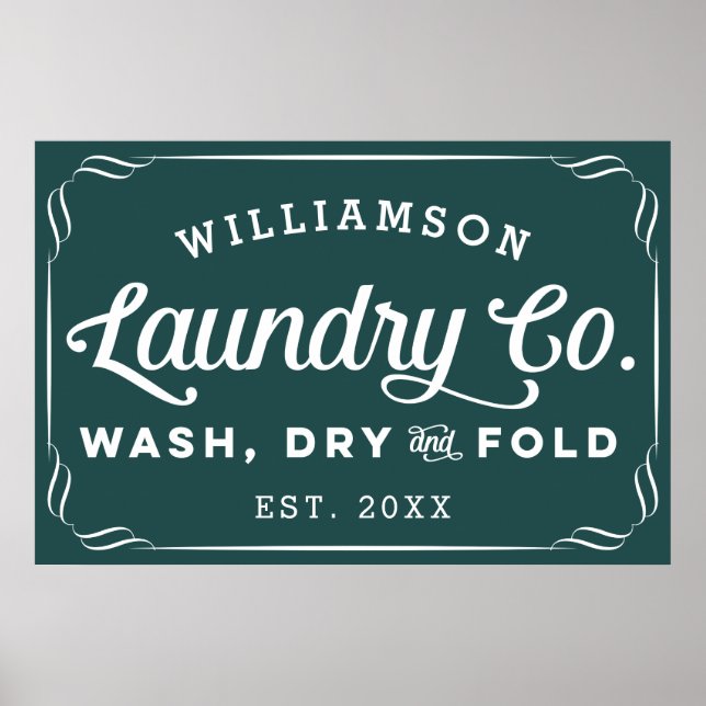Affiche Lave-linge Turquoise foncée personnalisée Laver Pl (Devant)