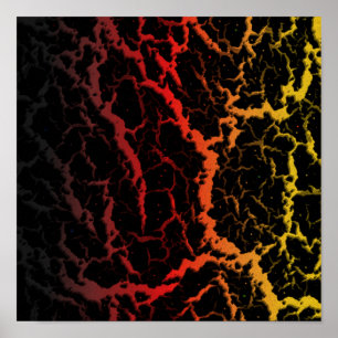 Affiche Lave spatiale craquelée - Noir/Rouge/Or