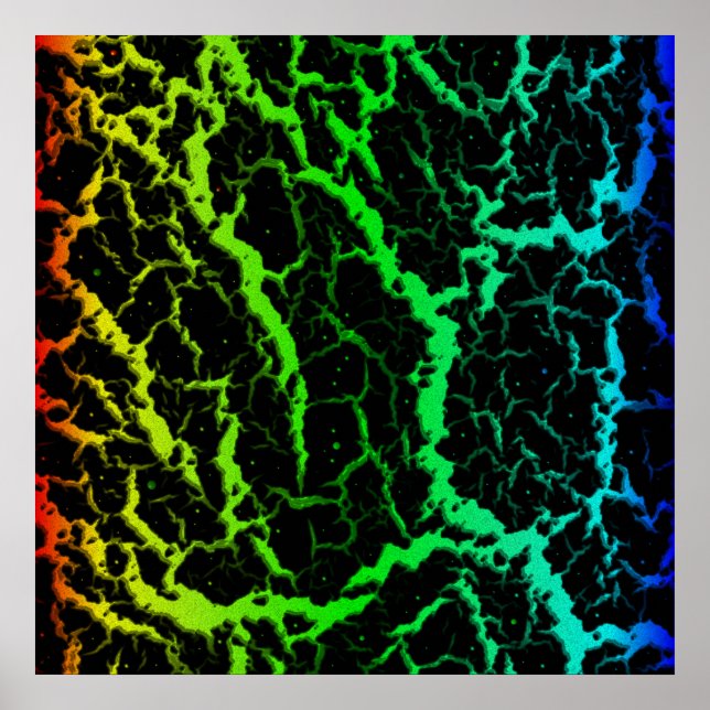 Affiche Lave spatiale fissurée - Arc-en-ciel RYGCB (Devant)