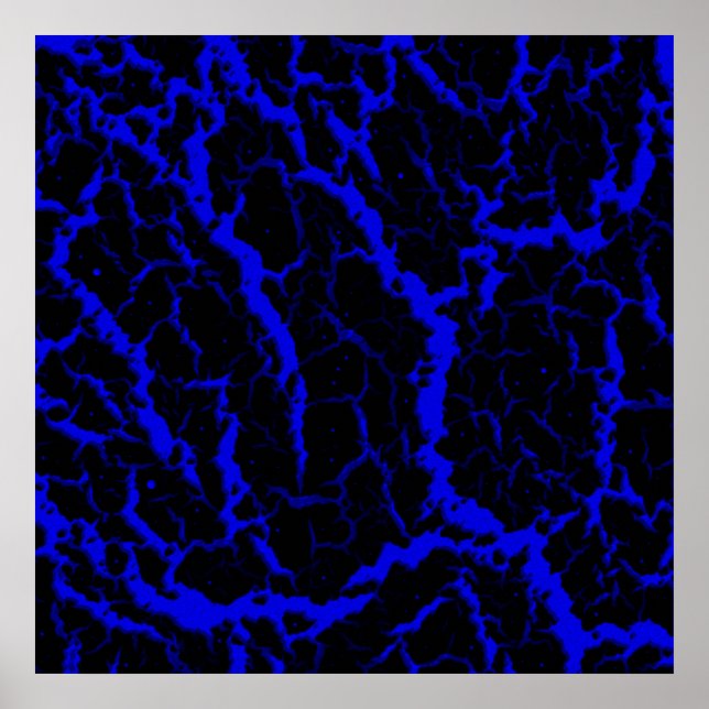 Affiche Lave spatiale fissurée - Bleu (Devant)