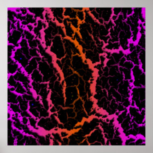 Affiche Lave spatiale fissurée - Rose/Orange