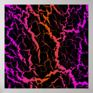 Affiche Lave spatiale fissurée - Rose/Orange