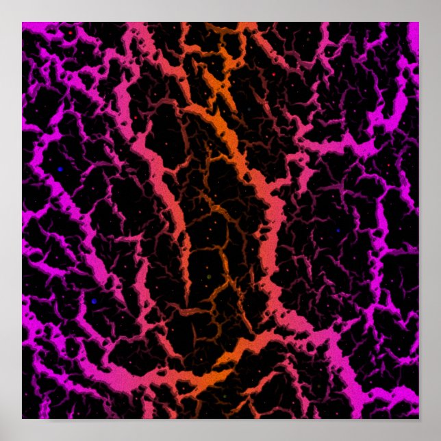Affiche Lave spatiale fissurée - Rose/Orange (Devant)