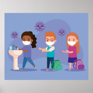 Affiche Lave-toi les mains à l'école