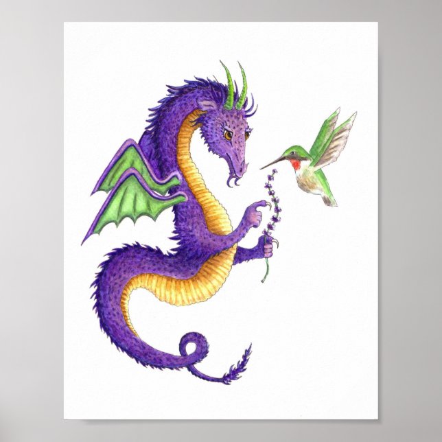 Affiche Lavender Dragon & Hummingbird - imprimer (Devant)