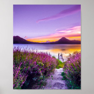 Affiche Lavender Field Sunset Sunrise Paysage paysage