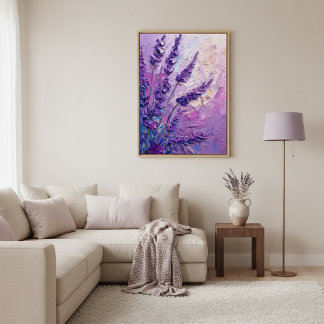 Affiche Lavender Floral Abstract Oil Painting Wall Art