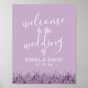 Affiche Lavender Floral Élégant Purple Mariage Bienvenue