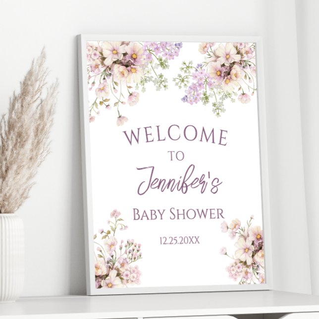 Affiche Lavender Floral Spring Baby Girl Douche Bienvenue (Créateur téléchargé)