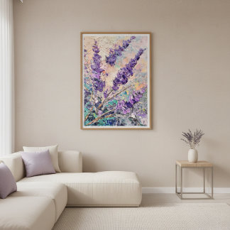 Affiche Lavender Flowers Abstract Oil Painting Wall Art