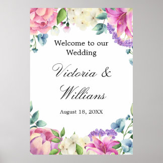 Affiche Lavender Garden Romantic Watercolor Floral Wedding