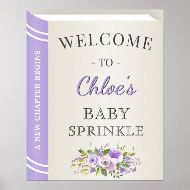 Affiche Lavender Livre Histoire Baby Girl Sprinkl Bienvenu (Devant)