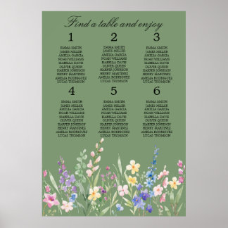 Affiche Lavender Mint Floral Wedding Seating Chart