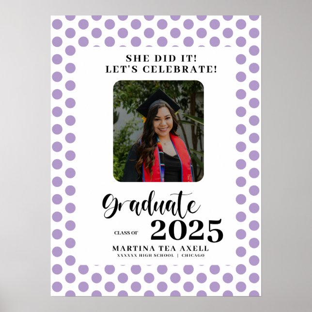 Affiche Lavender Photo Pois Graduation Party (Devant)