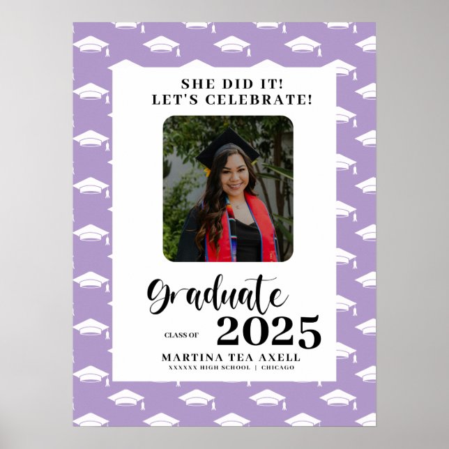 Affiche Lavender Photo Pois Graduation Party (Devant)