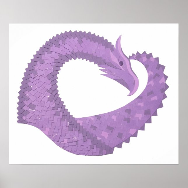 Affiche Lavender purple heart dragon on white (Devant)