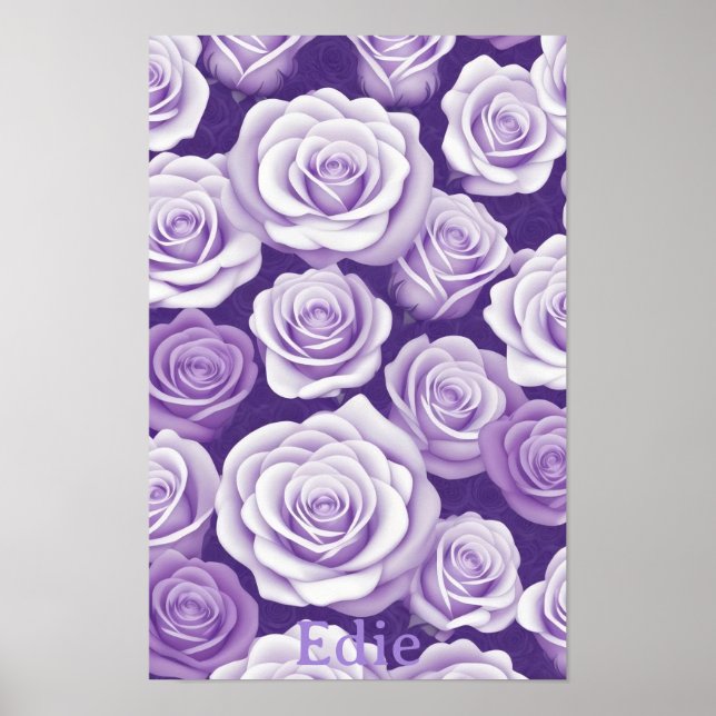 Affiche Lavender Roses violet Rose Arrière - plan (Devant)