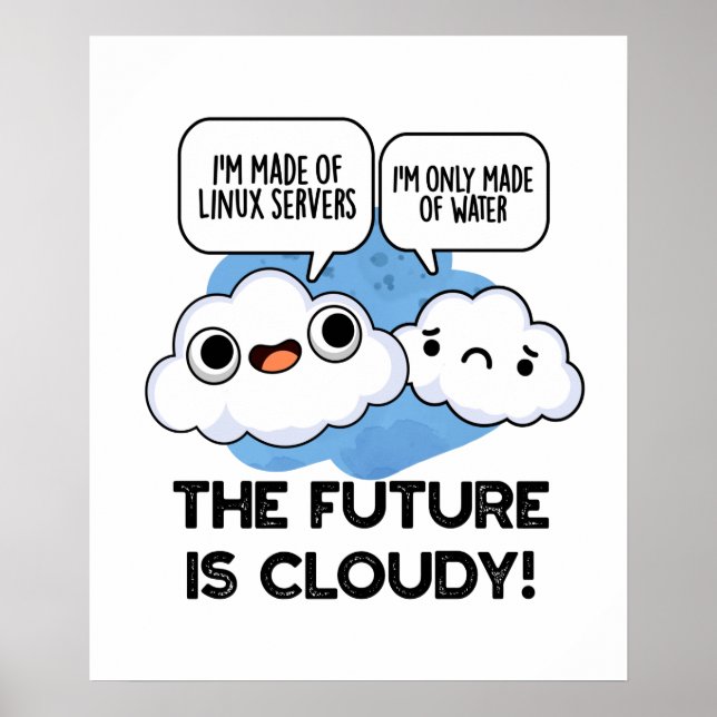 Affiche L'Avenir Est Nuageux Bruyant Météo Ordinateur Pun (Devant)