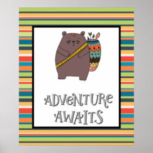Affiche L'aventure attend l'art de la nurserie de Boho Bea