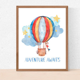 Affiche L'aventure Attend Montgolfière Nurserie Bébé Enfan