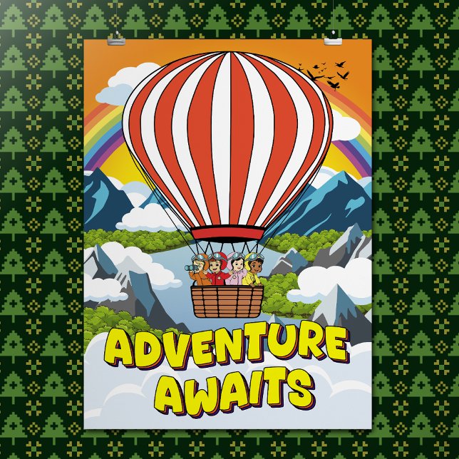 Affiche L'Aventure Cartoon Cute Attend Une Citation Inspir (Créateur téléchargé)