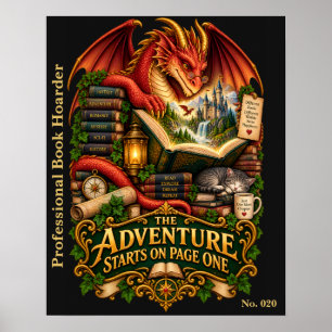 Affiche L'aventure commence à la page un Dragon de livre