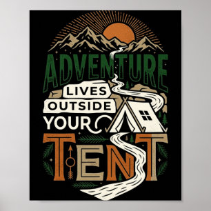 Affiche L'aventure vit en dehors du camping sous tente ran
